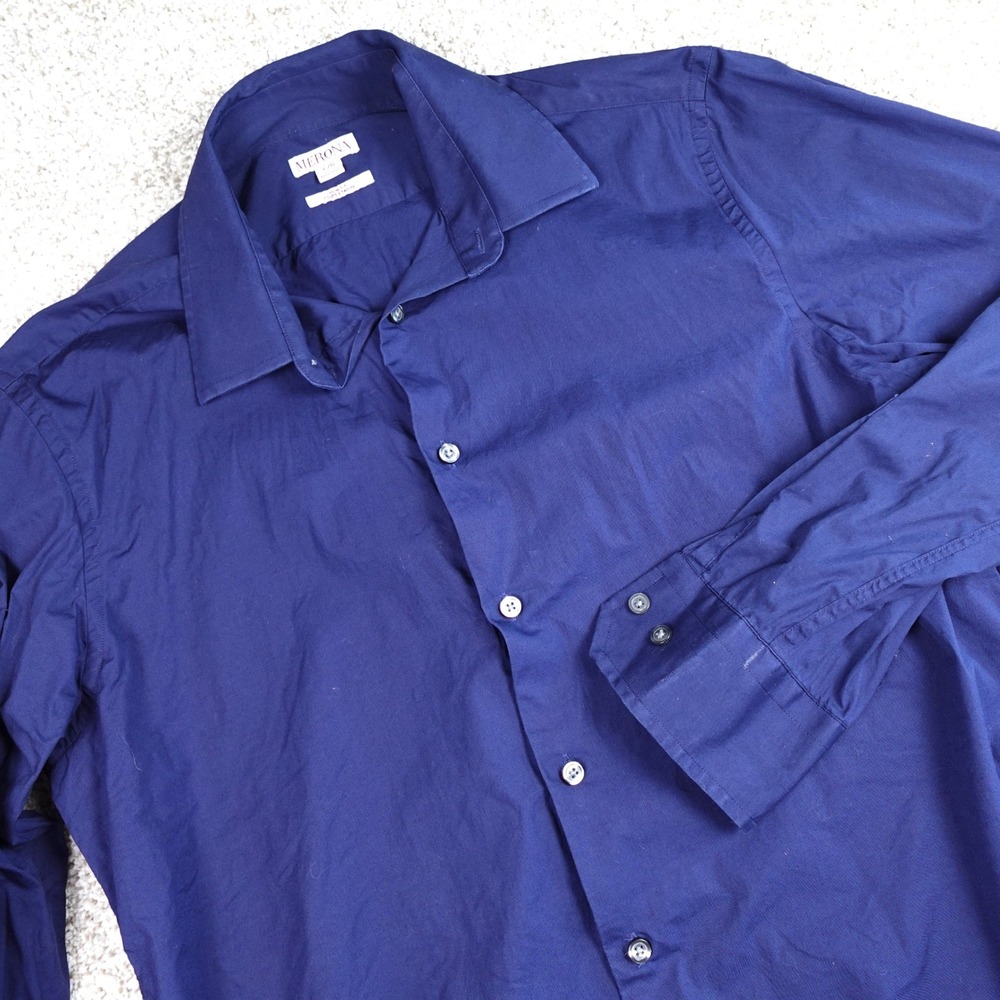 Merona Mens Slim Fit Long Sleeve Button Down Shirt Navy Blue Large L/G